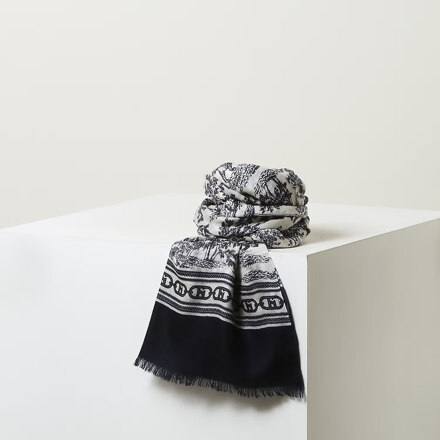 HISC6F363N2 [울100%][뜨왈드주이] Toile de Jouy 네이비 울 롱 스카프