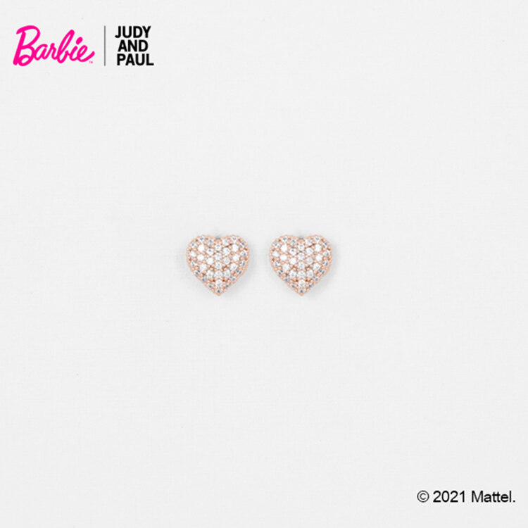 韩际新世界网上免税店-JUDY AND PAUL-首饰-[BARBIE X JUDY AND PAUL] Barbie volume heart crystal post earring White 耳饰