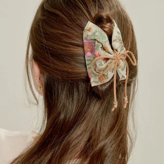 오리엔탈 와일드플라워 헤어클립 카키브라운 (Oriental Wildflower Hair Clip)