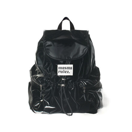 String Flap backpack_Glittery black