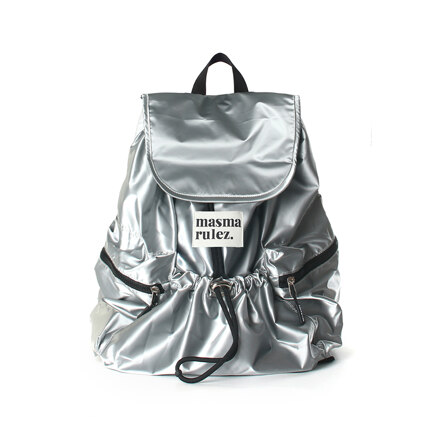 String Flap backpack_Glittery silver