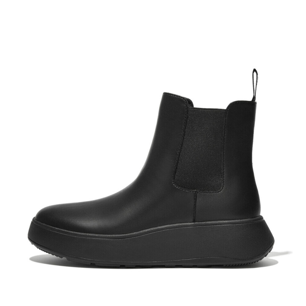 F-MODE LEATHER FLATFORM CHELSEA BOOTS All Black