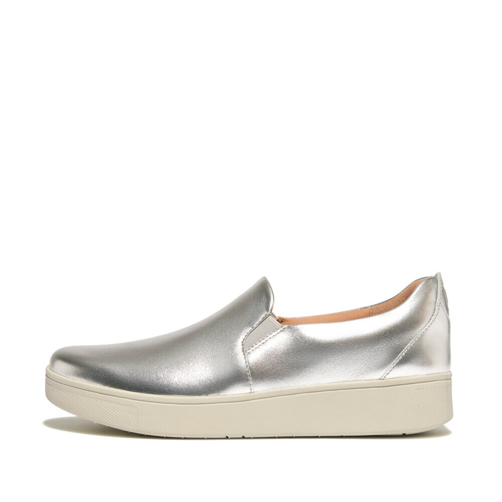 RALLY LEATHER SLIP-ON SKATE SNEAKERS Silver