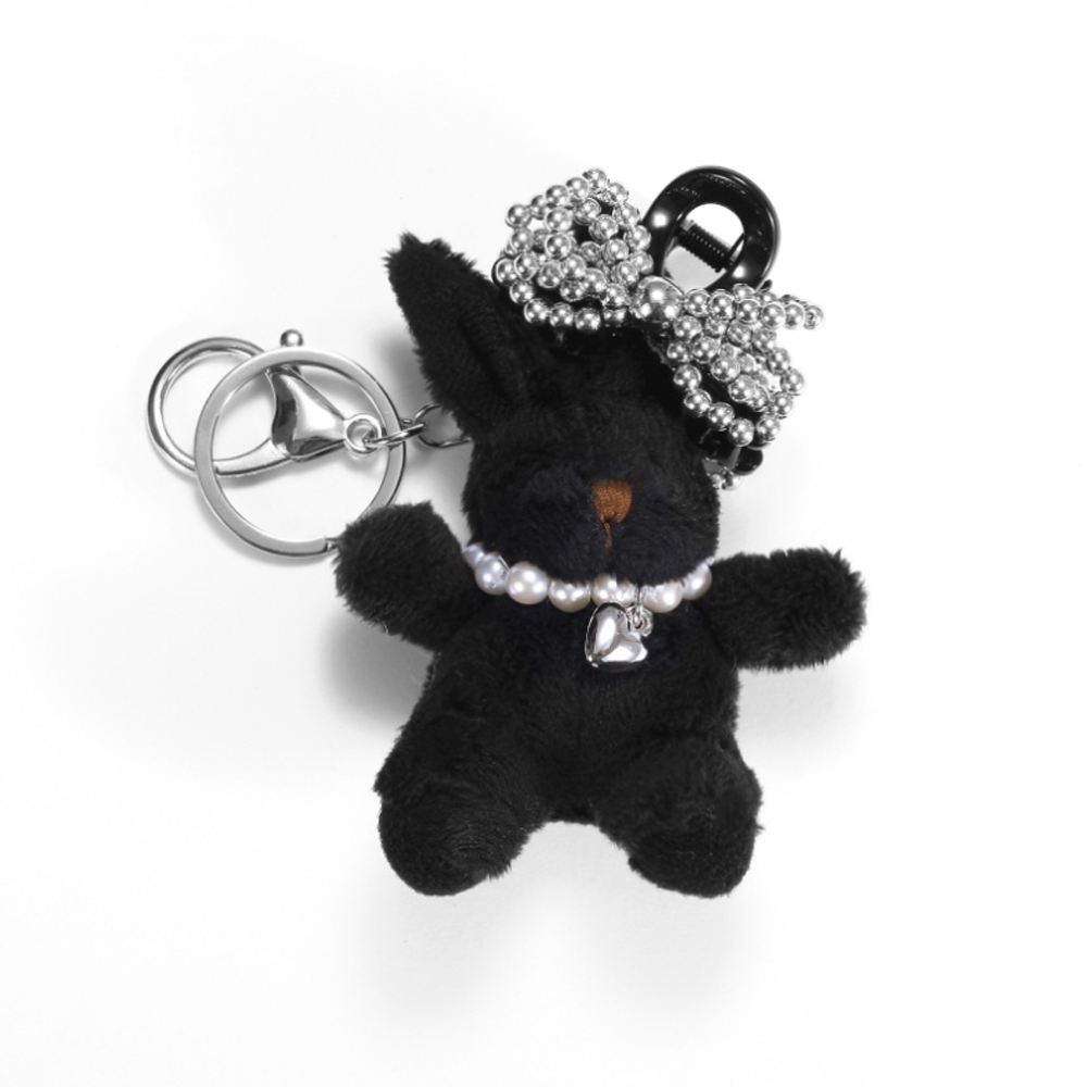 Mini Ribbon Cute Rabbit Keyring + Hairpin Set