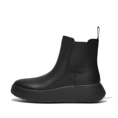 F-MODE LEATHER FLATFORM CHELSEA BOOTS All Black