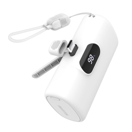 스트랩 케이블 고속충전 C타입 미니도킹형 미니보조배터리 10,000mAh 화이트