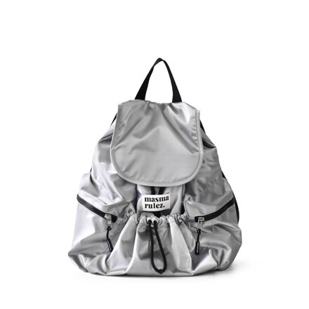 mini ver. Flap backpack_Glittery silver