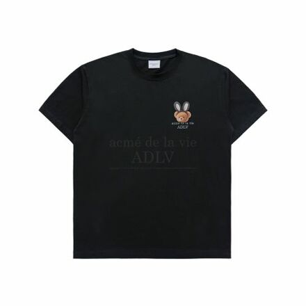 半袖上衣-黑色-Rabbit Bear Logo