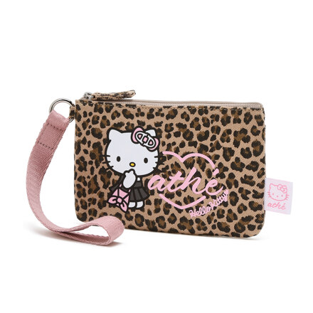 [Hello Kitty x athe] Leopard Sand Brown Ruban Pouch 手包