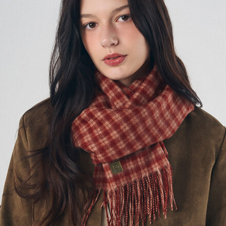 #Brick Red/Soho Plaid Wool Muffler 围巾