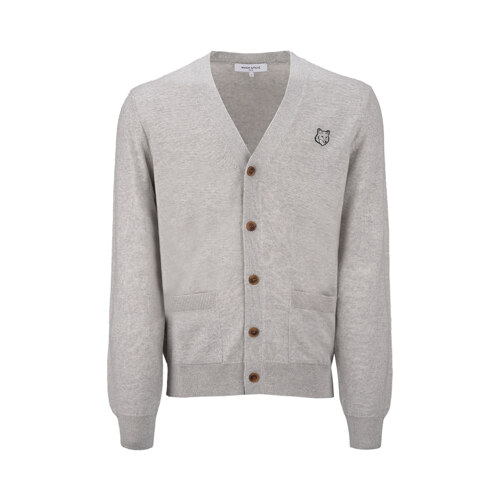 MEN BOLD FOX HEAD PATCH REGULAR CARDIGAN,,