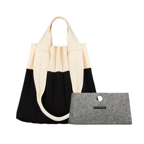 [면세단독]투웨이쇼퍼백 화이트블랙&이너백 세트