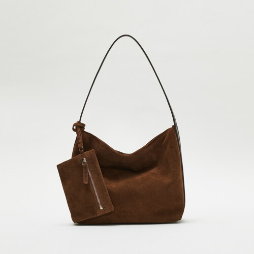 Mini Pulpy hobo bag Suede Chestnut