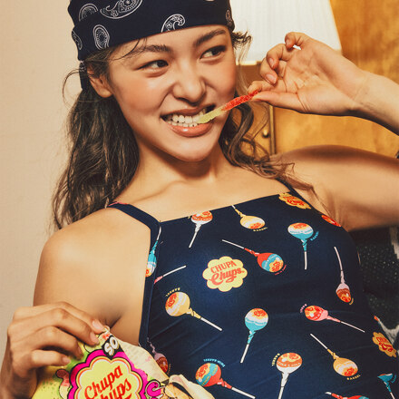 CHUPA CHUPS Retro Pop V背连体泳衣(M)