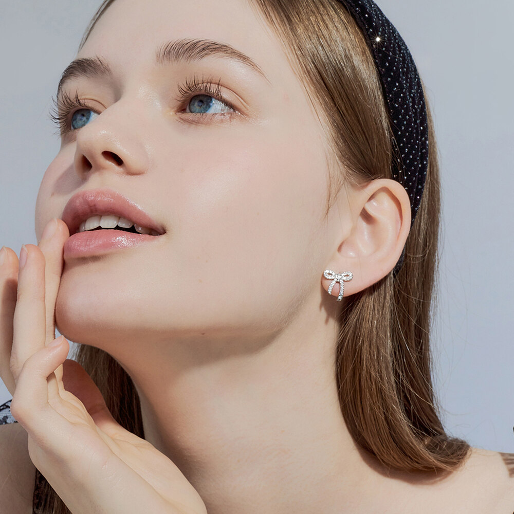 ■ENGBROX■ joyful ribbon cubic earring EBEA23057 Red Velvet Joy, IVE秋天同款] joyful ribbon cubic earring 耳