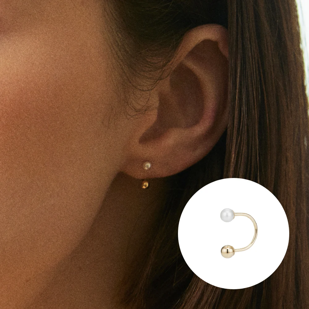 신세계인터넷면세점-멕코이-earring-14k U curve pearl ball piercing earring 3mm (1EA)