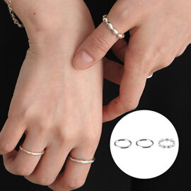 basic bold ring 2 size(13,15호)+bubble ring(15호) (3 pcs set)