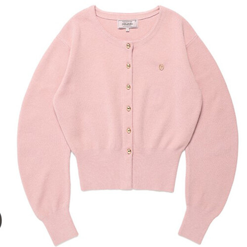 ROUND VOLUME SLEEVE CARDIGAN PINK FREE