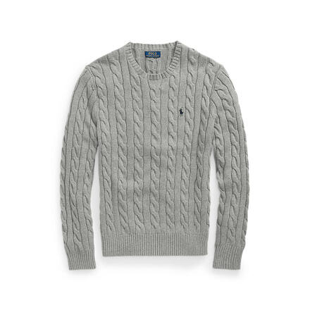 Cable Knit Cotton Sweater _ 浅灰麻色