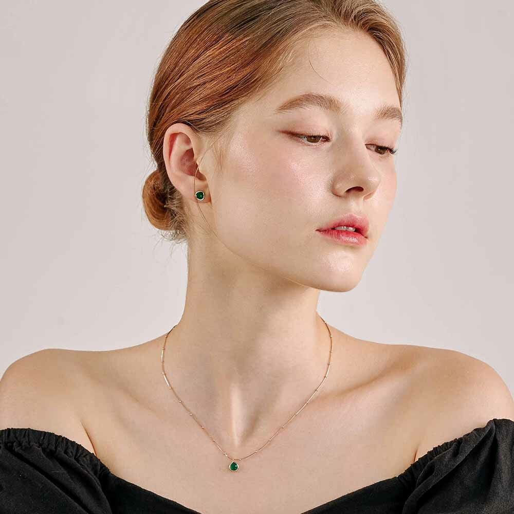 NATURAL GREEN ONYX EARRING - HAESOO.L - 手表/首饰| 韩际新