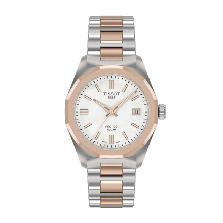 티쏘 PRC 100 솔라 로즈 골드 34mm /여성