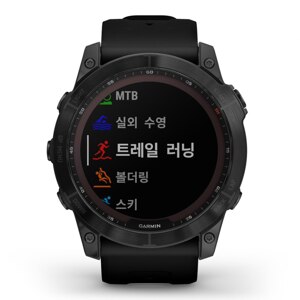 韩际新世界网上免税店-GARMIN-手表-fenix 7X,Saph,Black Ti w/Black Silicone Band,GPS Watch,KOR, 手表（男女同款）