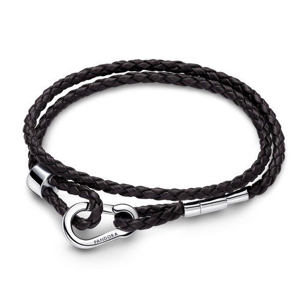 신세계인터넷면세점-판도라-bracelet-판도라 모멘츠 브라운 브레이디드 더블 레더 브레이슬릿