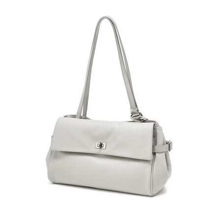 Light Grey Aura Commute Leather Shoulder Bag M 单肩包
