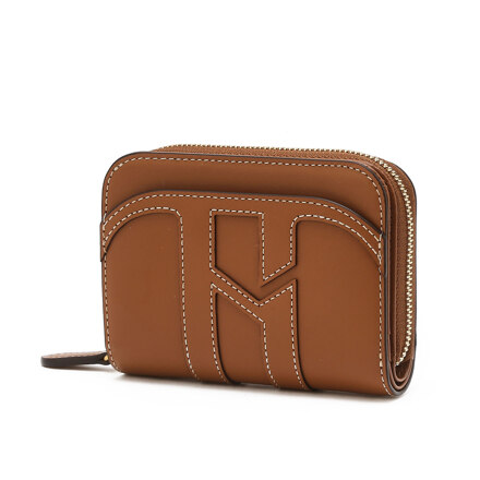 Brown Initial Logo Cow Leather Half Wallet 短款钱包