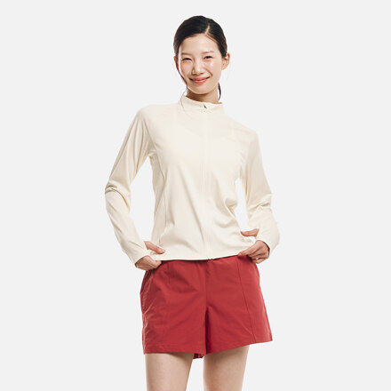 우먼 에센셜 릴렉스핏 집업 래쉬가드(B6SWWZR001IVR)