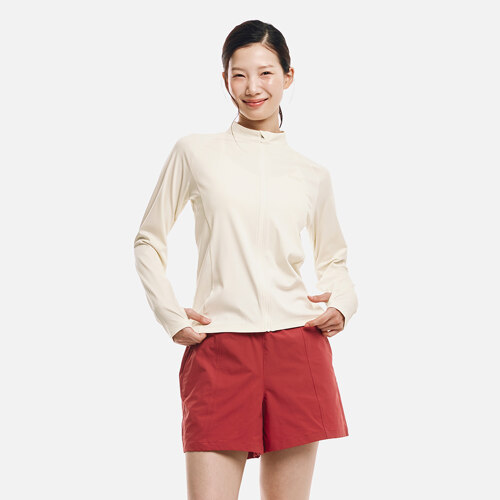 우먼 에센셜 릴렉스핏 집업 래쉬가드(B6SWWZR001IVR)