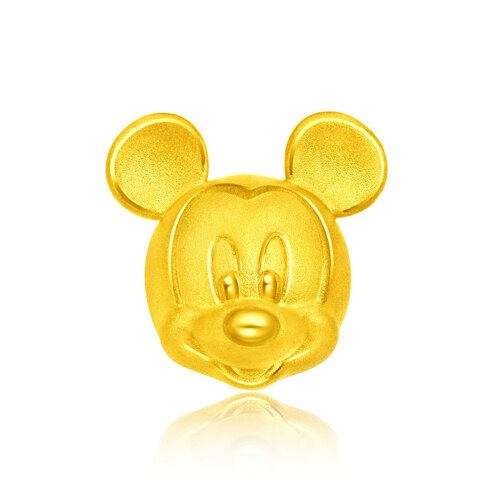 24K Gold Charm - Disney Classic Mickey Mouse Bracelet Pendant (Leather Bracelet Included) (16323), 手链挂饰