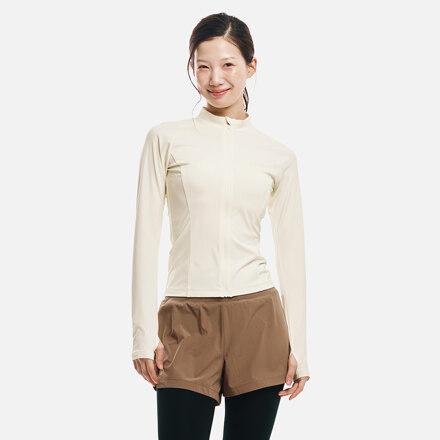 우먼 에센셜 스탠다드핏 집업 래쉬가드(B6SWWZR002IVR)