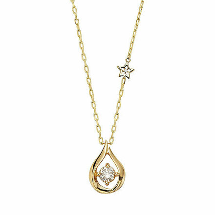14K GOLD DIAMOND 0.1CT WATER DROP NECKLACE