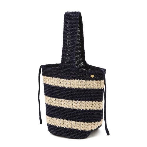 HIBA6E804N2 Navy Stripe Raffia 单肩包