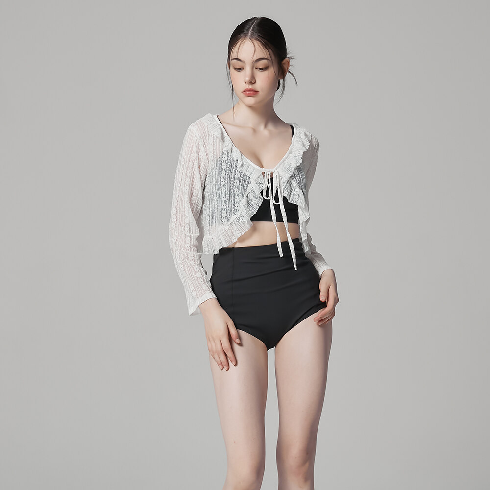 VIOLET RUFFLE LACE COVER UP CARDIGAN 女士上衣 one size