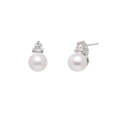 [SILVER925] Petit Cubic Pearl Earring