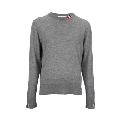 FINE MERINO JERSEY STRIPE RELAXED CREW NECK PULLOVER
