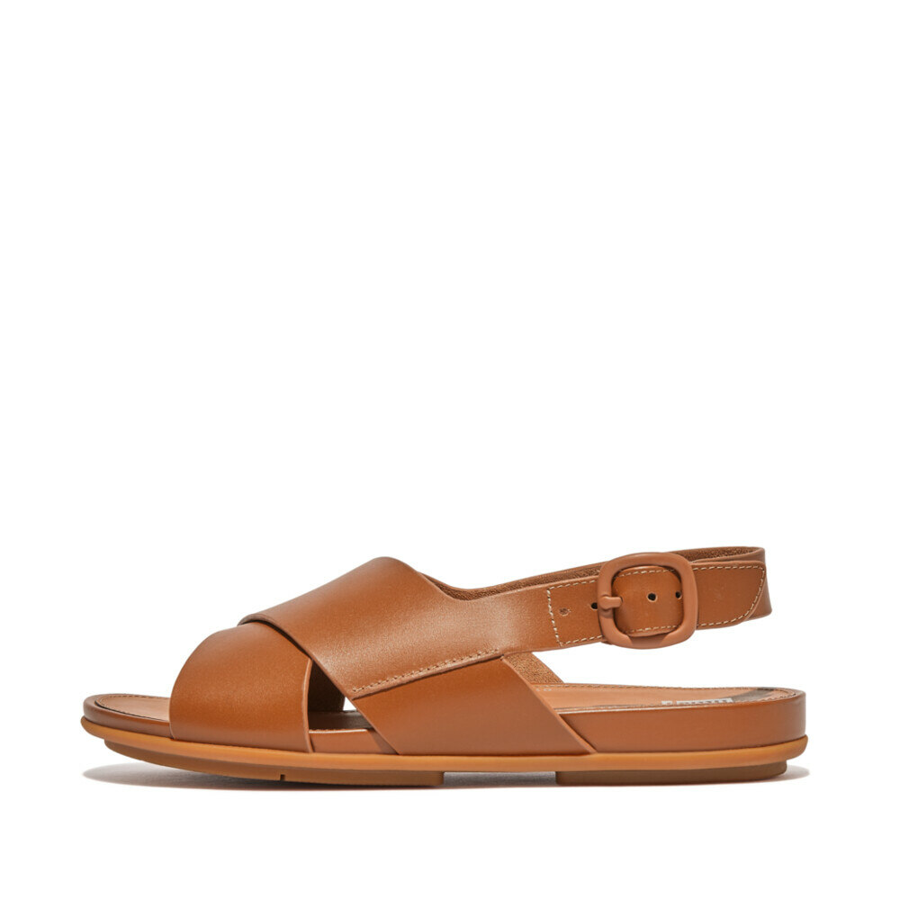 Women GRACIE LEATHER CRISSCROSS BACK-STRAP SANDALS Light Tan