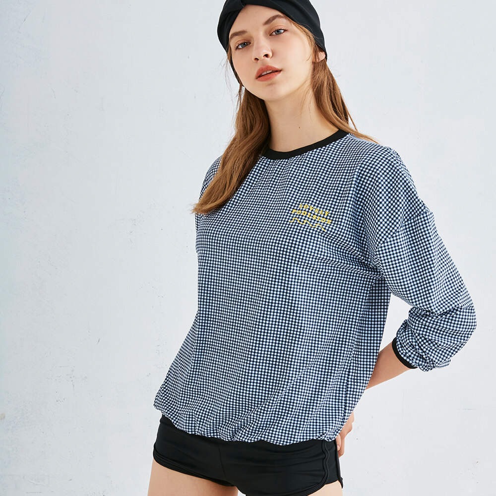 Lovely poolside 루즈핏 래쉬가드 - check one size