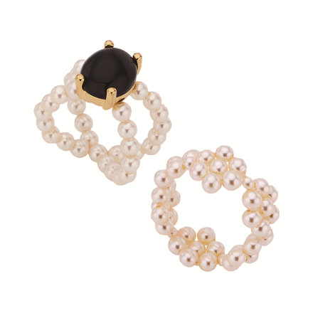 Nonna pearl ring CAVIAR S + Tin tin ring PEARL S