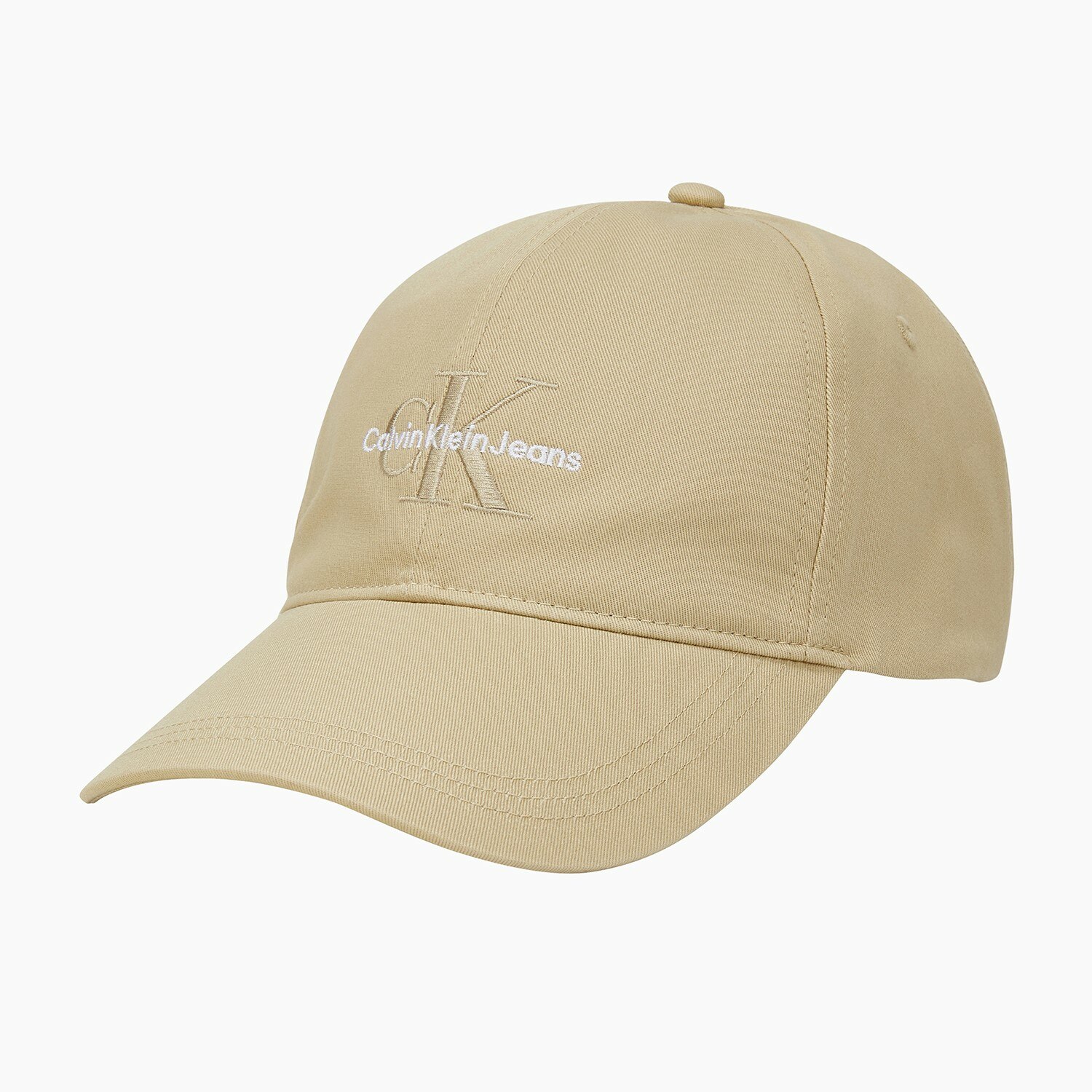 Unisex CKJ Monogram Embroidered Ball Cap_PALE KHAKI_58cm