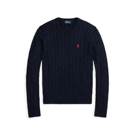 Cable Knit Cotton Crewneck Sweater _ Hunter 海军蓝