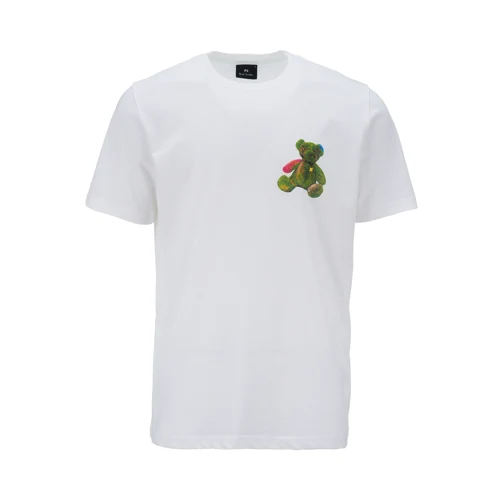 MENS REG FIT SS T SHIRT TEDDY 화이트