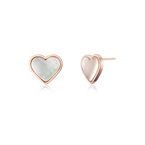 NATURAL STONE MOTHER PEARL HEART EARRING