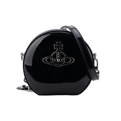 SHINY PATENT MINI ROUND CROSSBODY