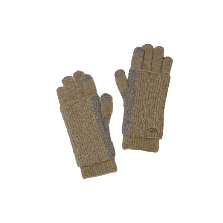 YAK CABLE KNIT WARMER GLOVES [BEIGE]