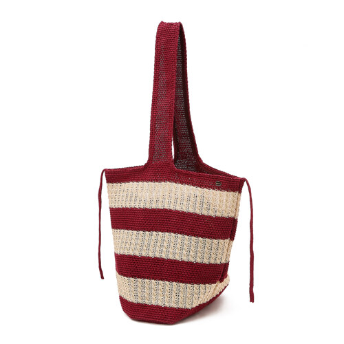 HIBA6E802R2 Red Stripe Raffia 单肩包
