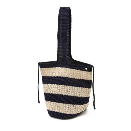 HIBA6E801N2 Navy Stripe Raffia 单肩包