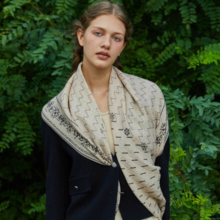 Anamezon Text From Ivory Silk Wool Scarf (丝巾)